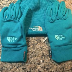 North Face hat and matching gloves